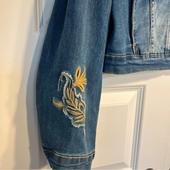 NEW Esqualo Womens Button Front Embroidered Jean Denim Jacket Size 14 Granny - Picture 2 of 8